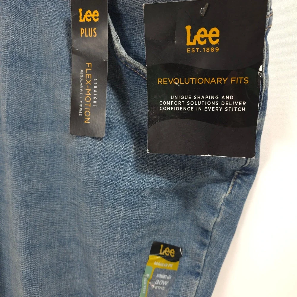 Lee Jeans Straight Leg Flex-Motion Mid Rise Blue Women 30W Petite Classic Casual